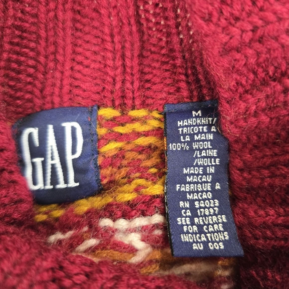 Gap Vintage fair isle wool mockneck sweater size M - Picture 8 of 9